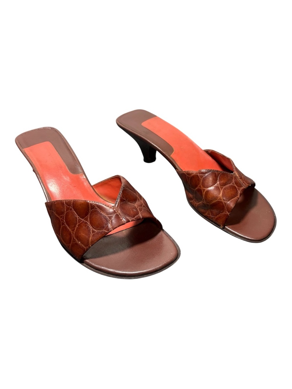 NINE WEST Vintage 90s Brown and Orange Kitten Heels